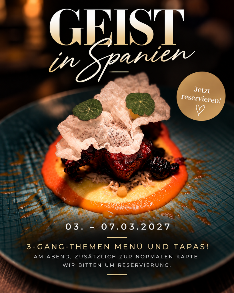 Event „Geist in Spanien“ im ZeitGeist Bad Nauheim vom 3. bis 7. März 2027 mit 3-Gang-Themenmenü und Tapas.